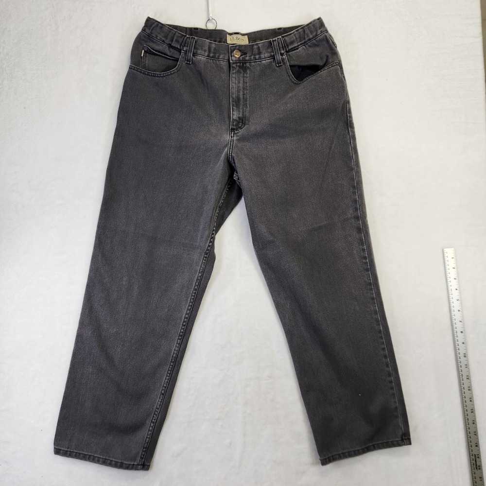 LL Bean Comfort Waist‎ Jeans Mens 36x30 Washed Black Denim Relaxed Fit 250265